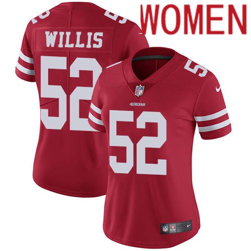 Women San Francisco 49ers #52 Patrick Willis Nike Red Vapor Limited NFL Jersey->women nfl jersey->Women Jersey